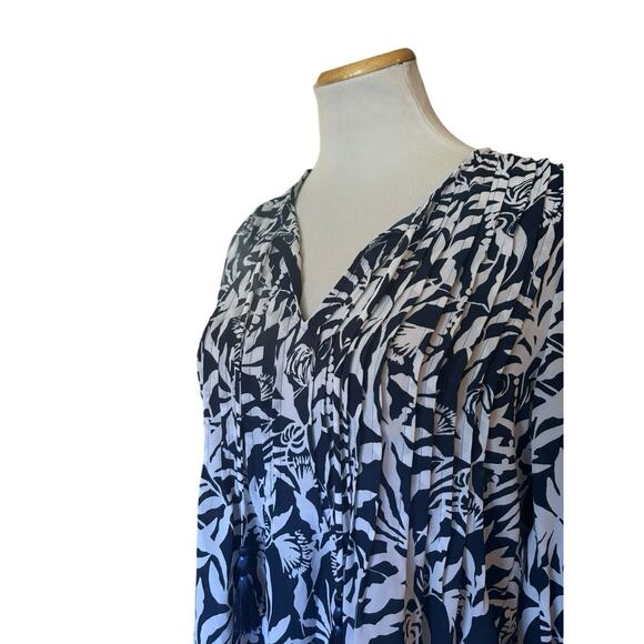 Lilly Pulitzer Marilina Long Sleeve Tunic Low Tide Navy Flocking to Paradise S - Picture 4 of 6